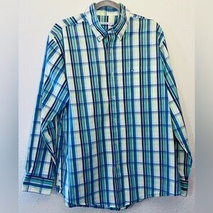 Southern Tide Men's Plaid Check Button Collar Cotton Dress Shirt Size L Preppy